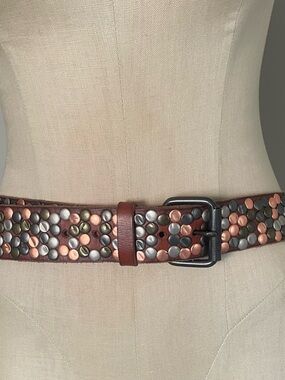 Amsterdam Heritage studded brown leather belt size 95 M/L